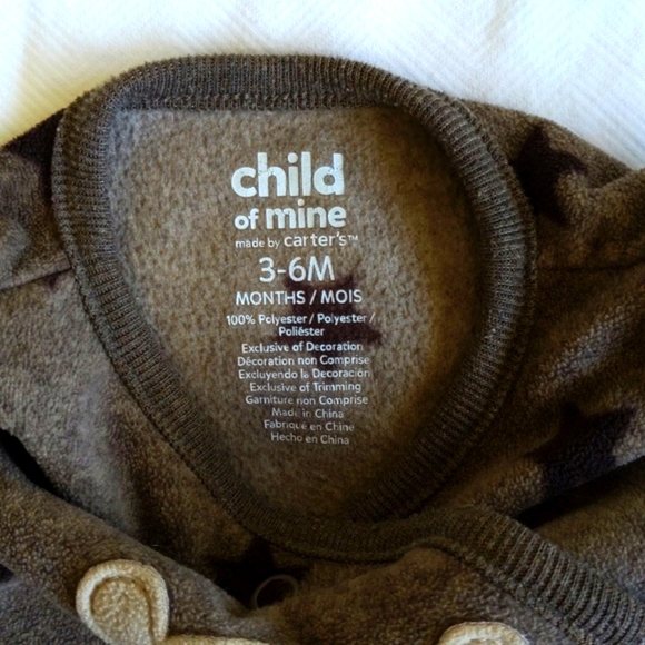 child of mine by carter's bear face fleece snap footie sleeper pajamas 6 months - Picture 4 of 6